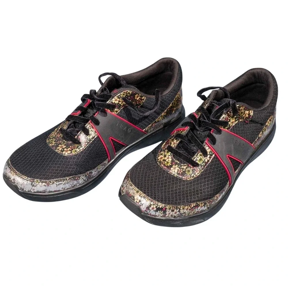Alegria Women's Comfort Shoes Black Floral Size 11 Slip-On‎ Lace-Up